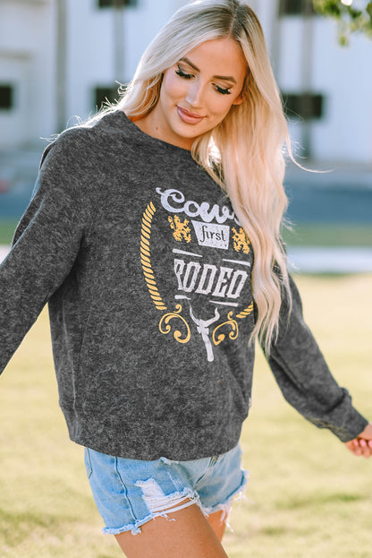 Gray Coors Banquet RODEO Graphic Mineral Washed Sweatshirt