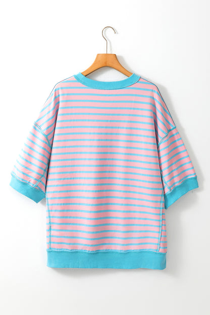 Boots Striped Round Neck Half Sleeve T-Shirt