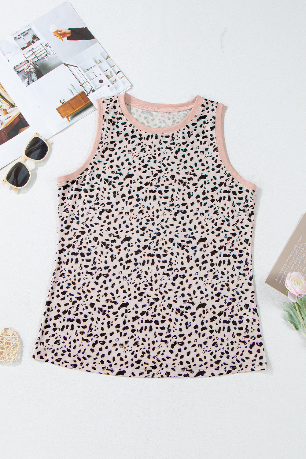 Leopard Print Round Neck Tank Top