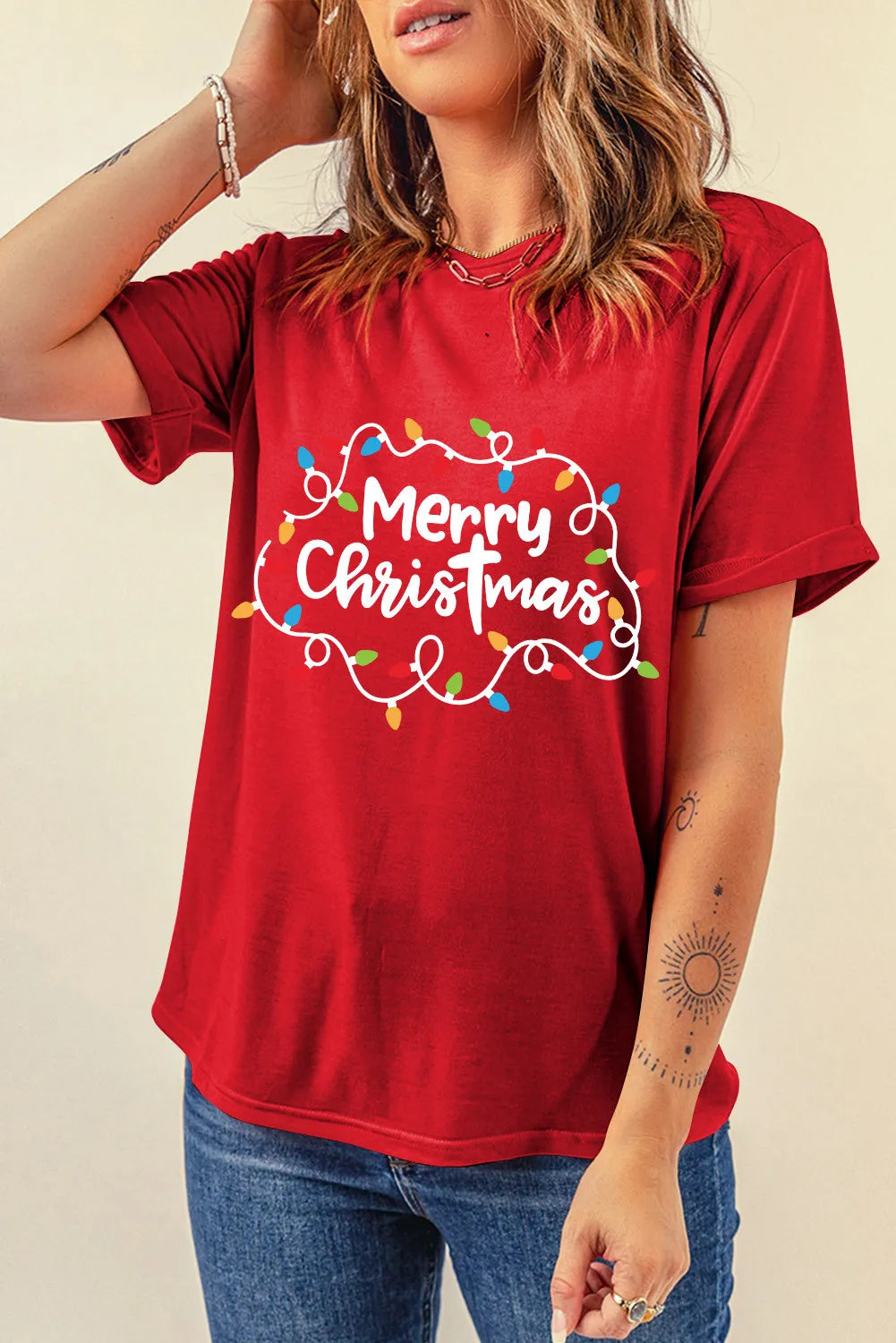 MERRY CHRISTMAS Round Neck Short Sleeve T-Shirt