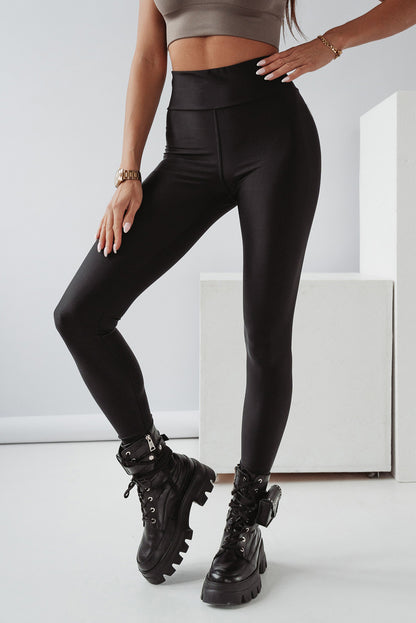 Black Criss Cross Tummy Control High Waist Leggings