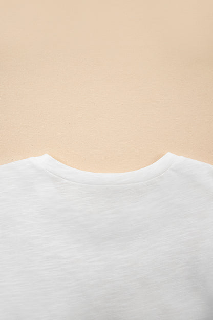 White Layered Ruffle Short Sleeve Round Neck Top