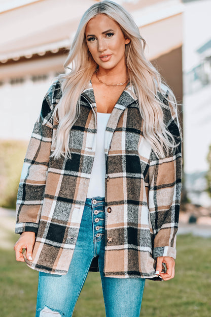 Plaid Print Buttoned Shirt Jacket