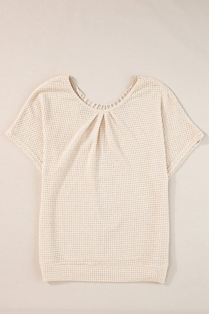 Oatmeal Guipure Lace Patch Textured T-shirt