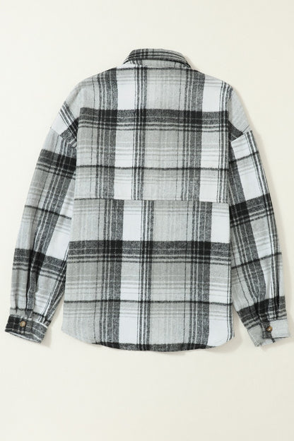 Double Take Plaid Dropped Shoulder Shacket