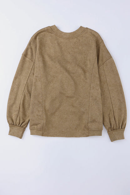 Khaki Exposed Seam Twist Open Back Oversized Sweatshirt