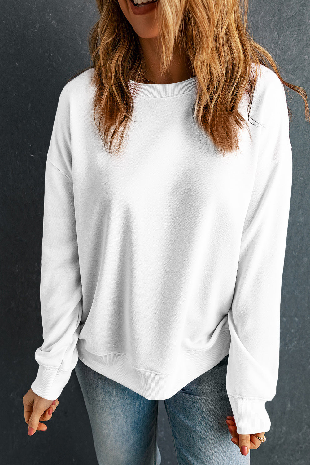 Solid Classic Crewneck Pullover Sweatshirt