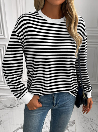 Ivy Lane Striped Round Neck Long Sleeve Sweatshirt