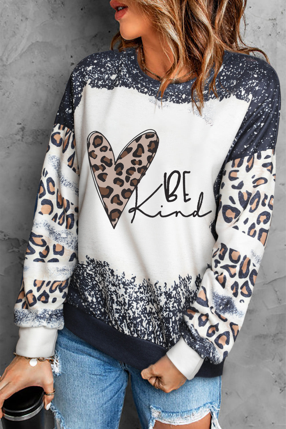 Mixed Print Drop Shoulder Sweatshirt