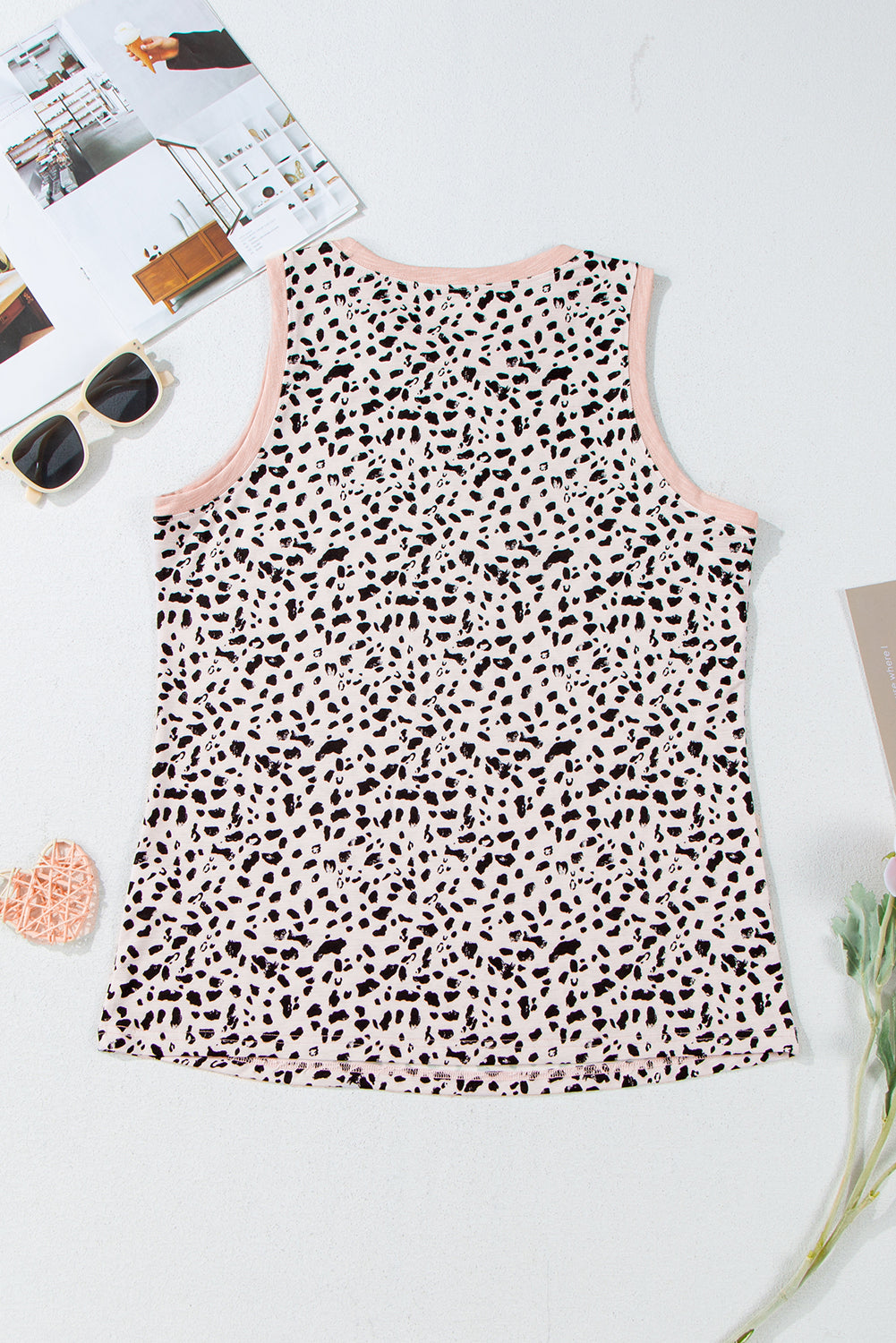 Leopard Print Round Neck Tank Top