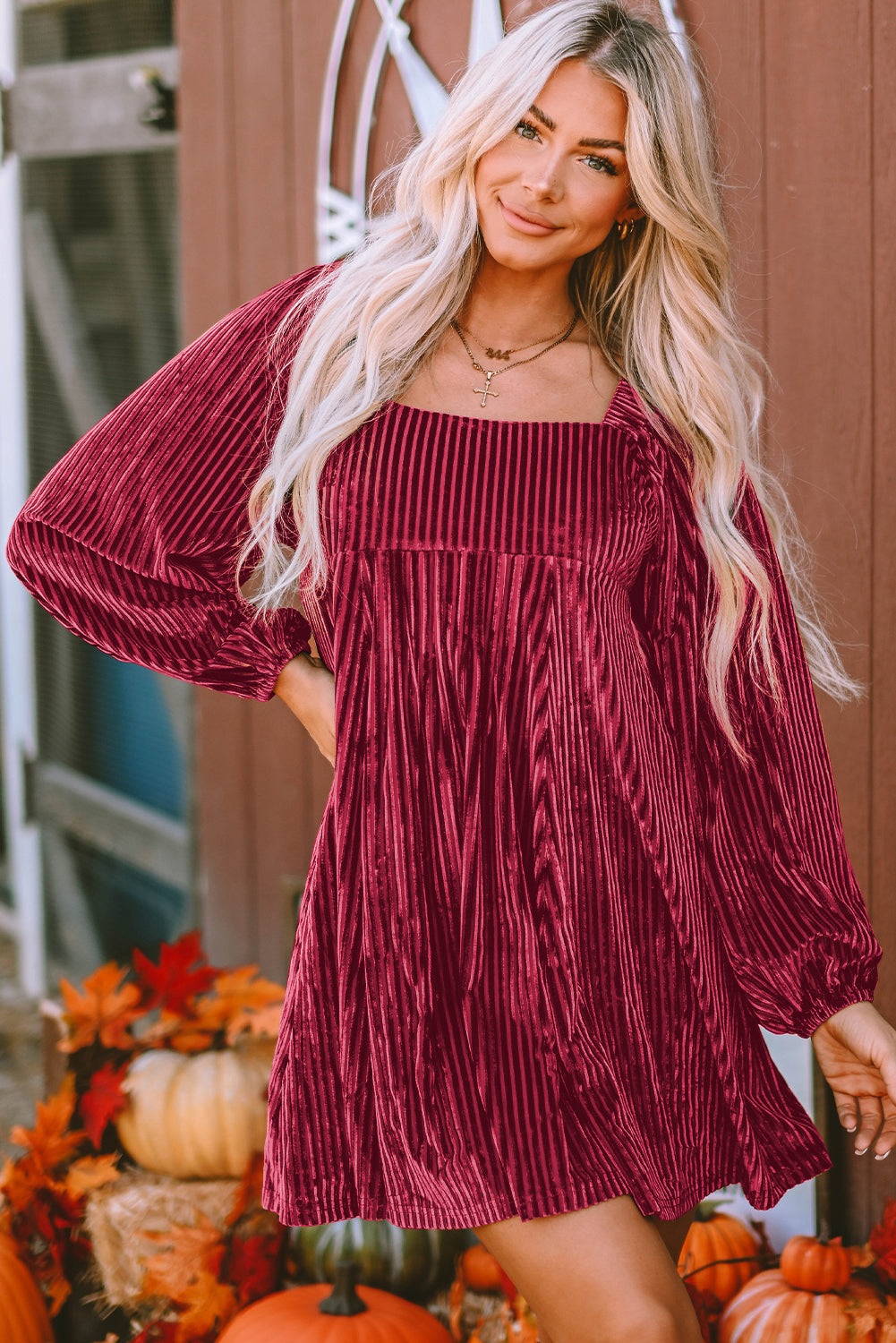 red velvet babydoll dress Birdie BabyDoll Dress- RED VELVET