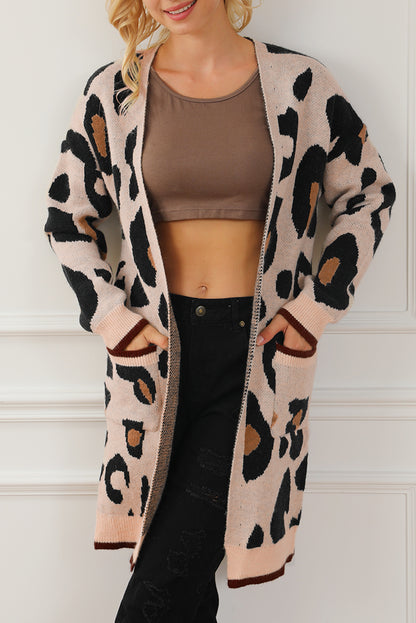 Leopard Animal Print Open Midi Cardigan