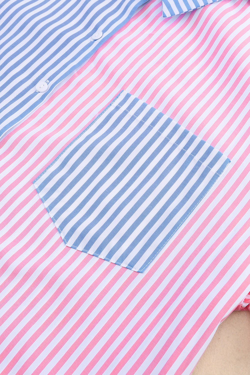 Sky Blue Contrast Striped Print Shirt