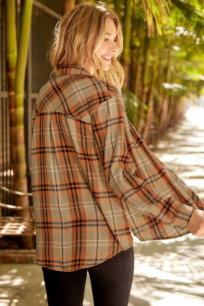 Plaid Button Front Shirt with Breast Pocket