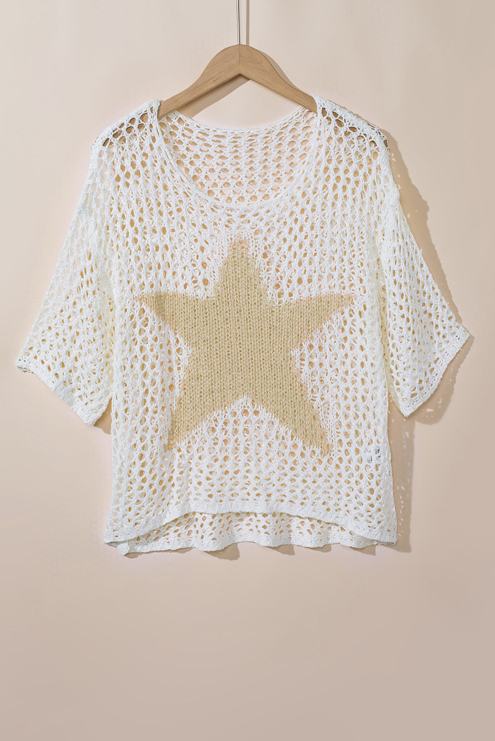 White Star Graphic Crochet Knitted Summer Sweater Top