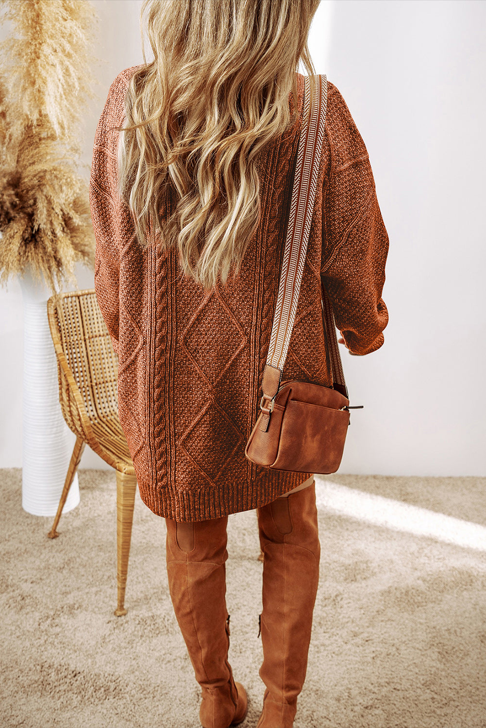 Coffee Cable Knit Drop Shoulder Loose Fit Sweater Dress Probably Preppy Coffee Cable Knit Drop Shoulder Loose Fit Sweater Dress Probably Preppy