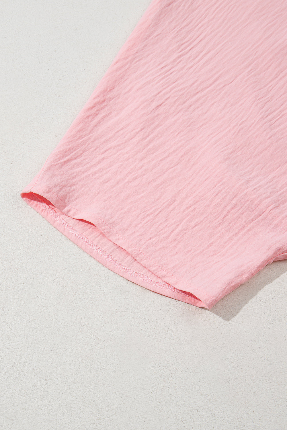 Pink Textured Half Sleeve V Neck Plus Size T Shirt with Chest Pocket