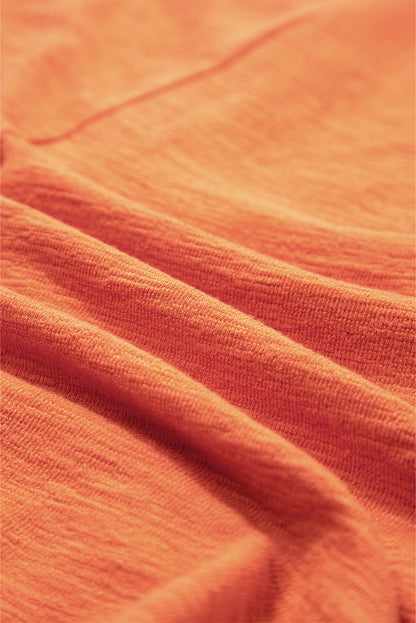 Grapefruit Orange U Neck Button Front Sleeveless Romper