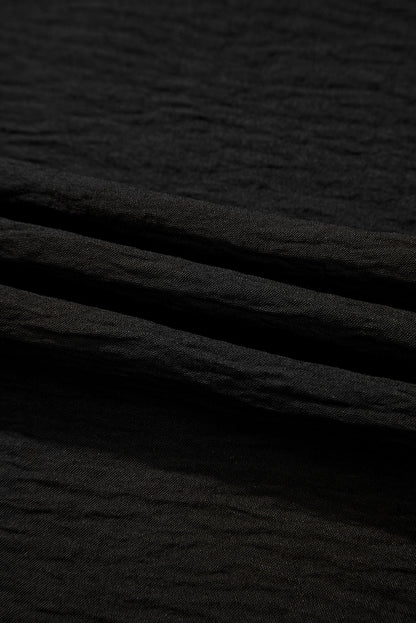 Black Buttoned Vest Drawstring Wide Leg Pants 2pcs Set