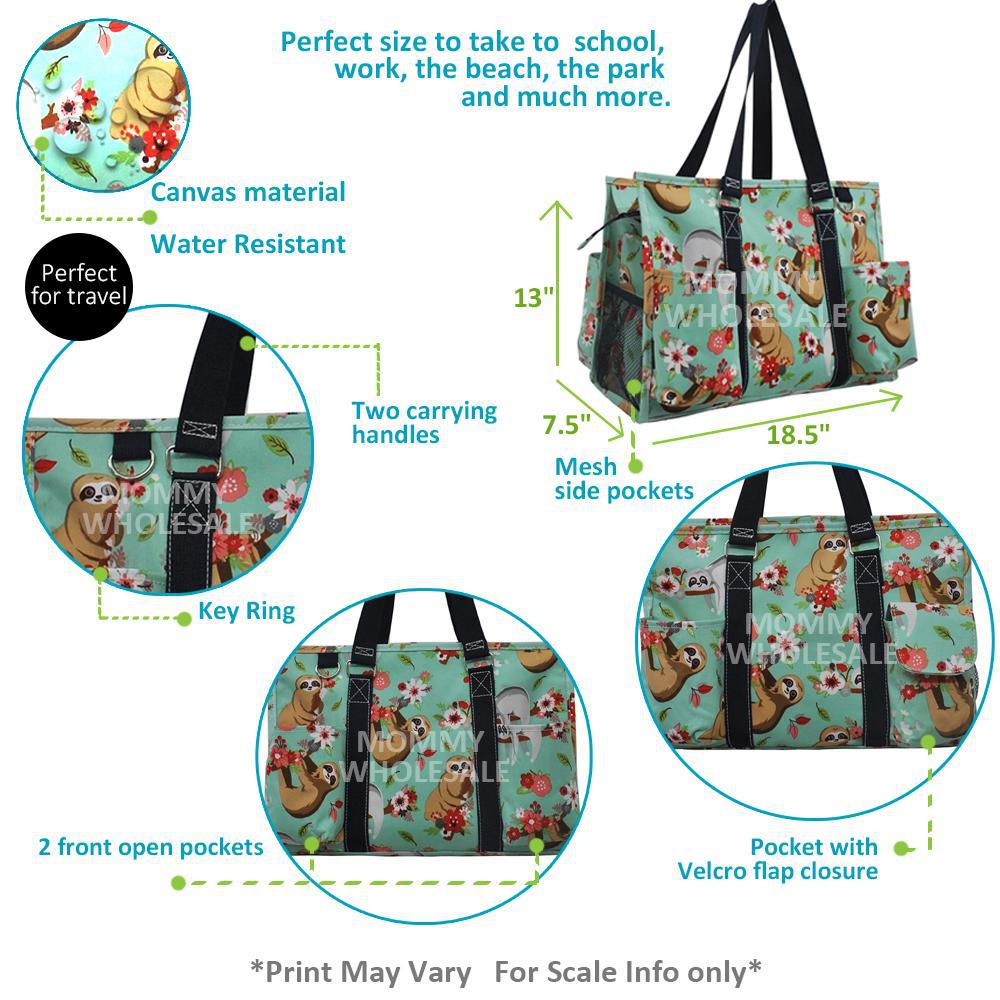 18" Friendly Dinosaur Zippered Caddy Large Organizer Tote Bag