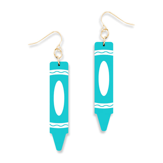 Teal & White Acrylic Crayon Earrings