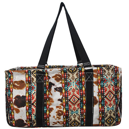 23" Tribal Cow Print Utility Bag