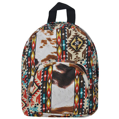 Tribal Cow Print Canvas Mini Backpack