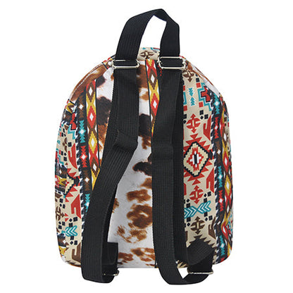 Tribal Cow Print Canvas Mini Backpack