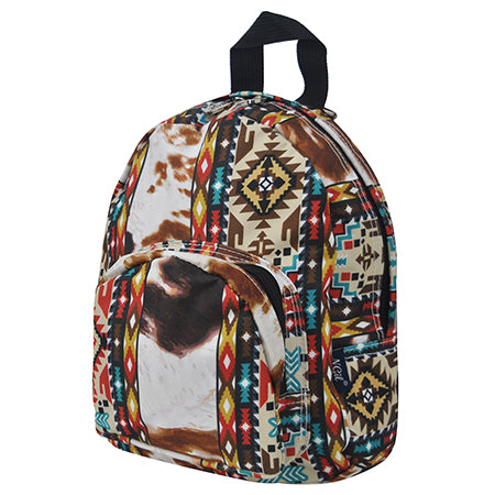 Tribal Cow Print Canvas Mini Backpack