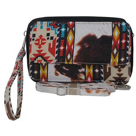 Tribal Cow print Canvas All in One Wallet