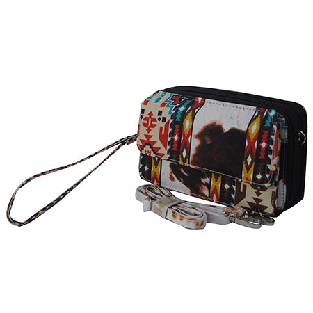 Tribal Cow print Canvas All in One Wallet