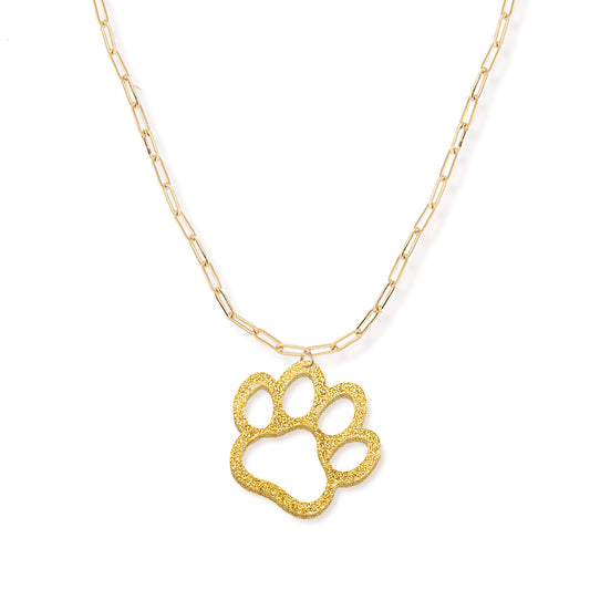 Textured Gold Paw Rhonda Necklace