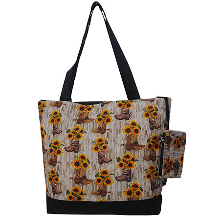 Sunflower Cowgirl Boots Canvas Tote Bag