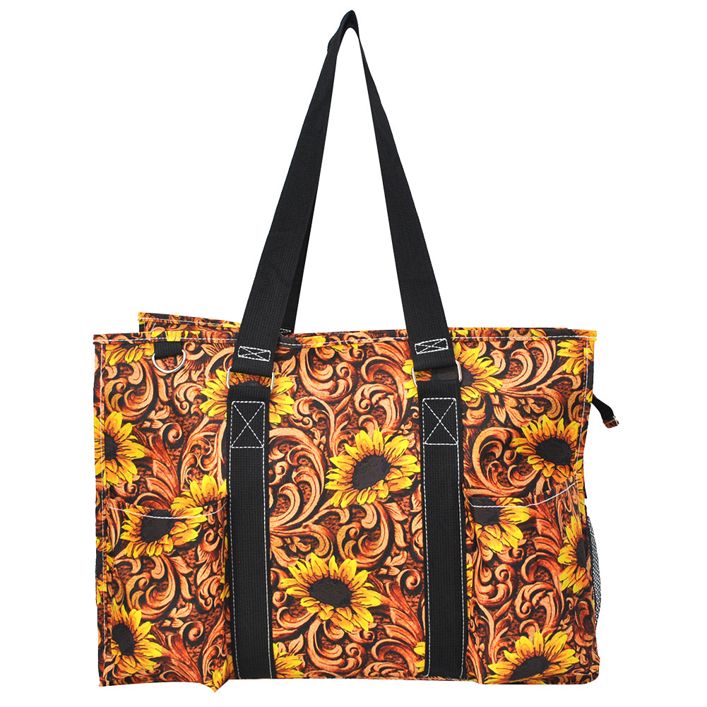 18" Sunlit Flourish Zippered Caddy Large Organizer Tote Bag