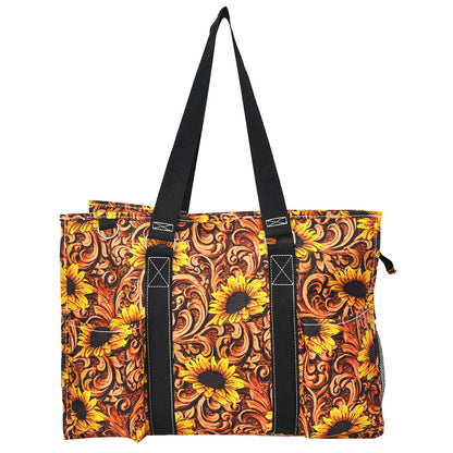 18" Sunlit Flourish Zippered Caddy Large Organizer Tote Bag