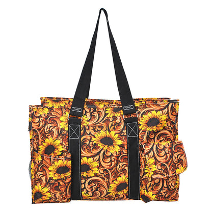 18" Sunlit Flourish Zippered Caddy Large Organizer Tote Bag