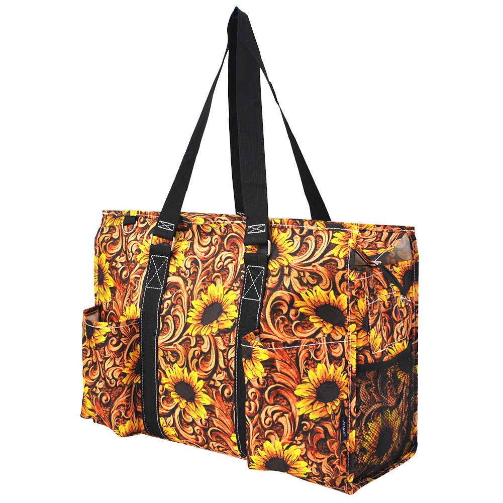 18" Sunlit Flourish Zippered Caddy Large Organizer Tote Bag