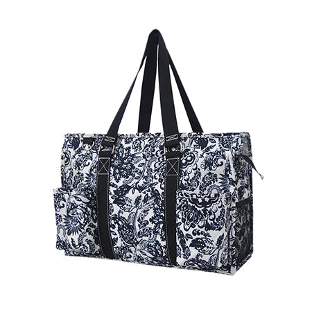 15" Damask Bliss Zippered Caddy Organizer Tote Bag