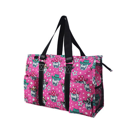 15" Disco Cowgirl Zippered Caddy Organizer Tote Bag