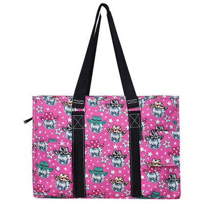 18" Disco Cowgirl Zippered Caddy Large Organizer Tote Bag