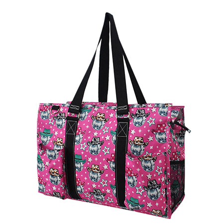 18" Disco Cowgirl Zippered Caddy Large Organizer Tote Bag