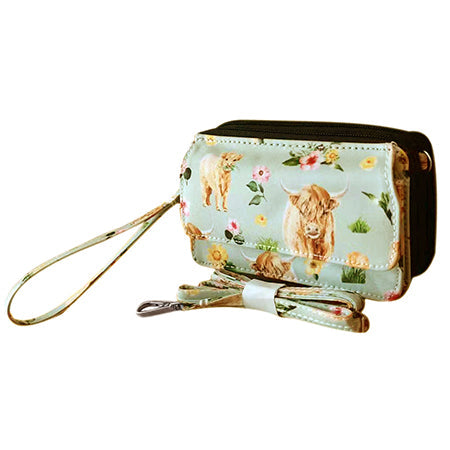 Floral Cow Canvas All in One Wallet