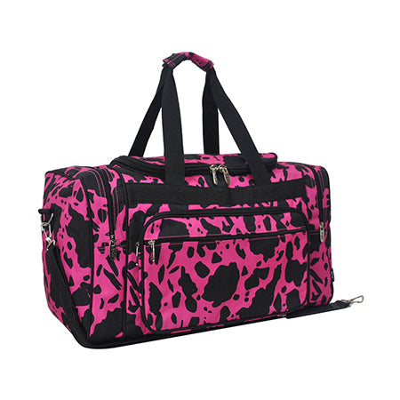 Neon Cow Hot Pink Canvas 20" Duffle Bag