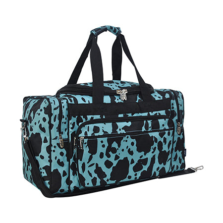 Neon Cow Turquoise Canvas 20" Duffle Bag