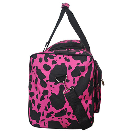 Neon Cow Hot Pink Canvas 23" Duffle Bag