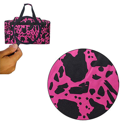 Neon Cow Hot Pink Canvas 23" Duffle Bag