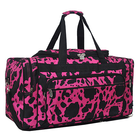 Neon Cow Hot Pink Canvas 23" Duffle Bag