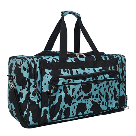 Neon Cow Turquoise Canvas 23" Duffle Bag