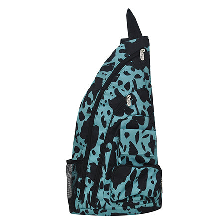 Neon Cow Turquoise Sling Backpack