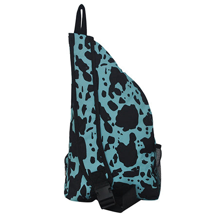 Neon Cow Turquoise Sling Backpack